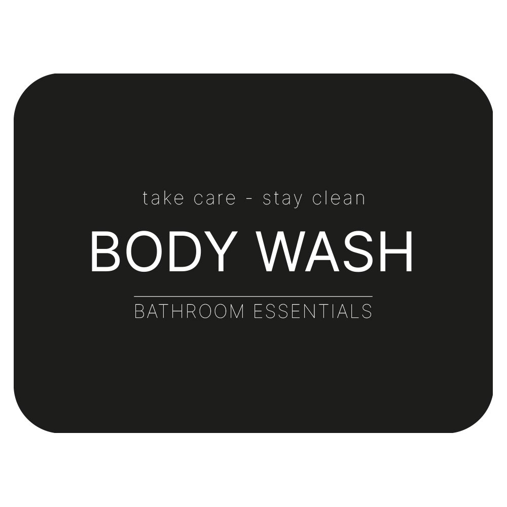 Selvklæbende Etiket - Body Wash - Mat Sort i gruppen Badeværelsestilbehør / Alle Badeværelsestilbehør / Sæbedispenser & Sæbe hos Beslag Online (10105-BO)