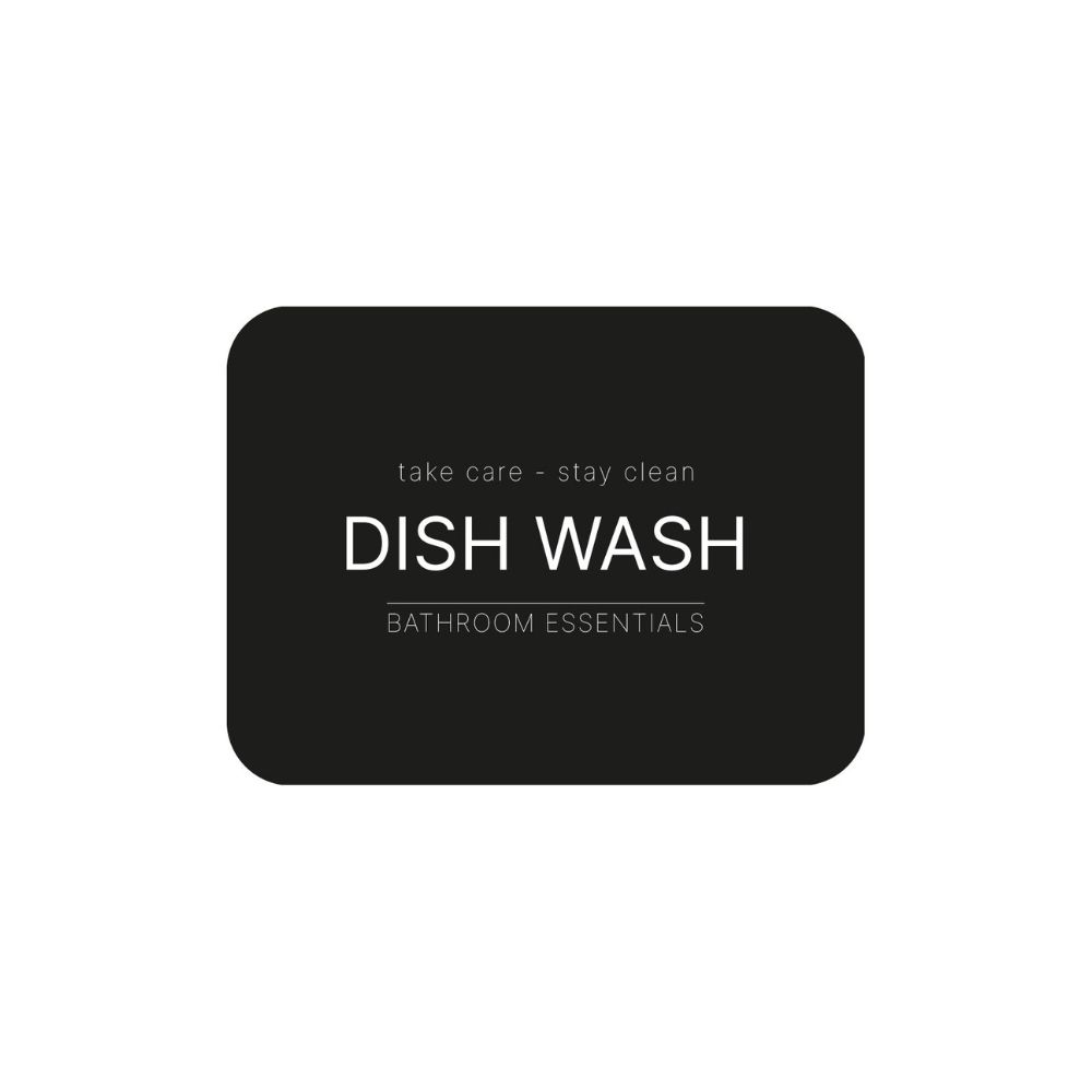 Selvklæbende Etiket - Dish Wash - Mat Sort