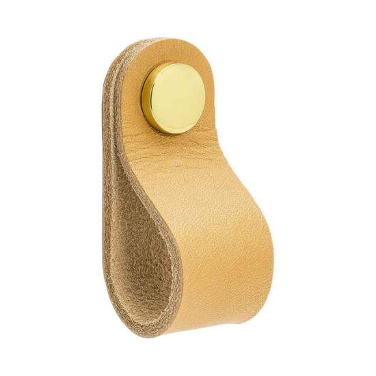 Loop Round - Natur Læder/Messing i gruppen Knopper / Farve/Materiale / Læder hos Beslag Online (333241-11)