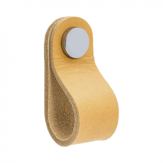 Loop Round - Natur Læder/Krom i gruppen Knopper / Farve/Materiale / Læder hos Beslag Online (333243-11)