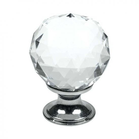 Knop Diamond - Glas/Krom i gruppen Knopper / Farve/Materiale / Hvide hos Beslag Online (430002-11)