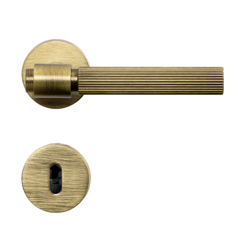 Dørhåndtag Helix 200 Stripe - Europæisk Standard - Antik Bronze