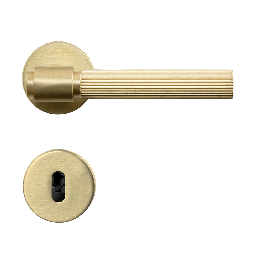 Dørhåndtag Helix 200 Stripe - Skandinavisk standard - Messing