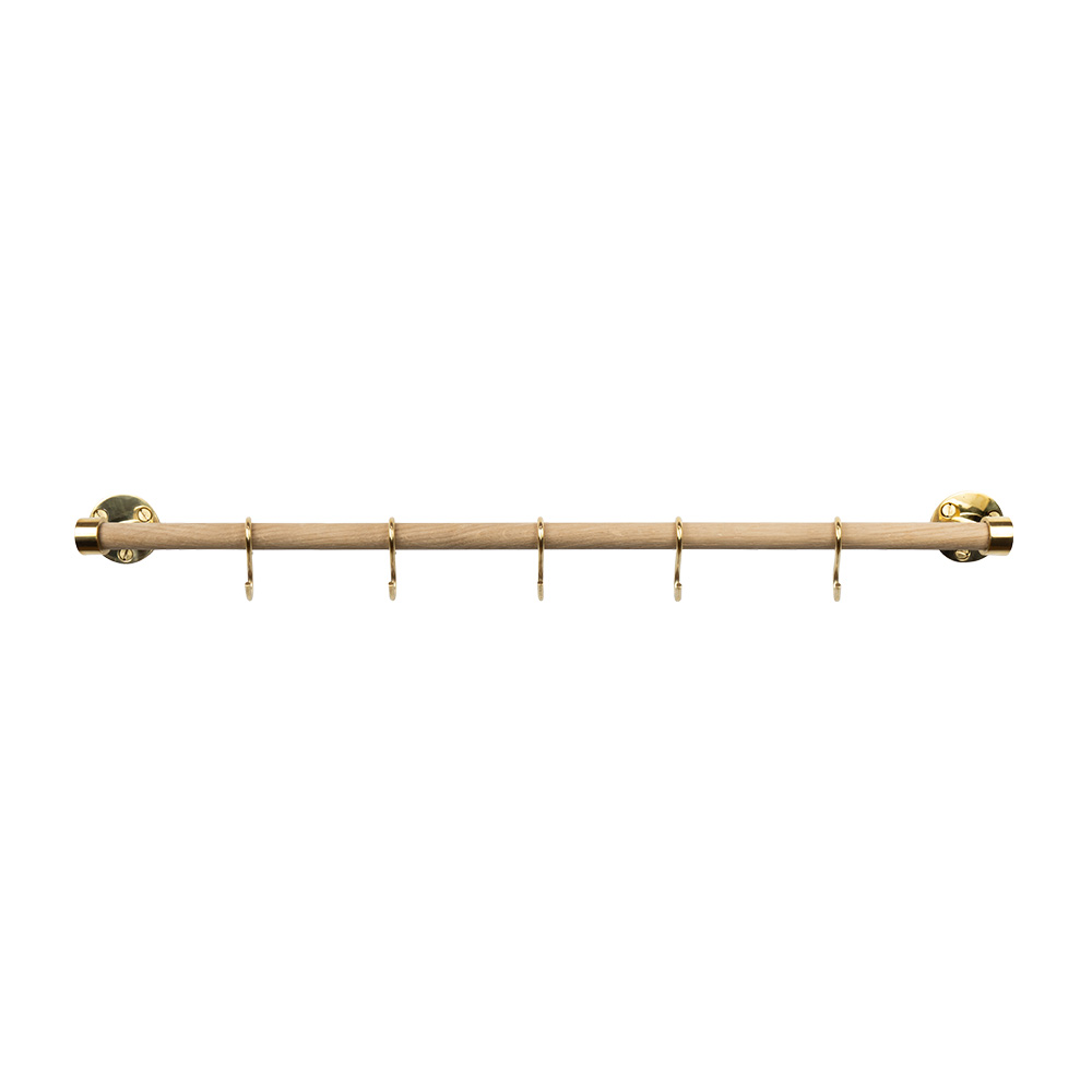 Køkkenstang Aveny - 600mm - Komplet - Eg/Poleret Ubehandlet Messing