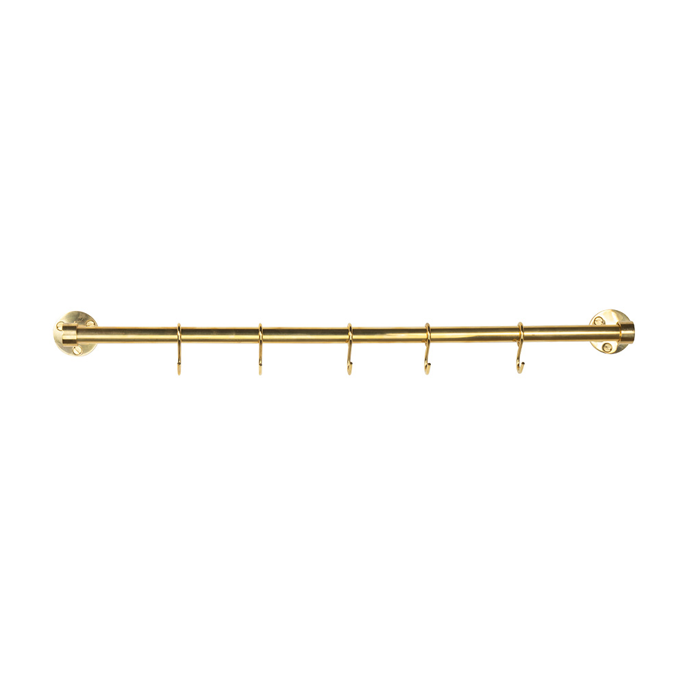 Køkkenstang Aveny - 600mm - Komplet - Poleret Ubehandlet Messing