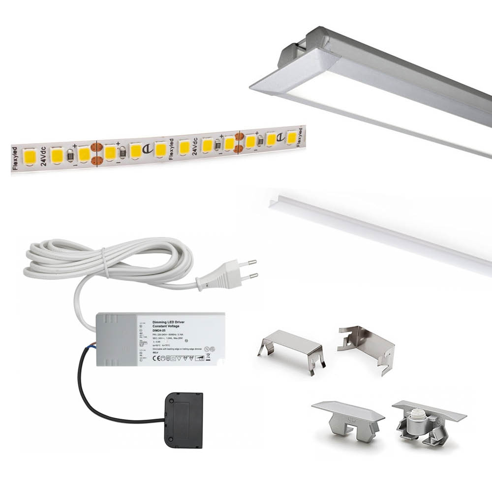Belysningssæt Ledye - 2000mm - Aluminium  i gruppen Belysning / Al Belysning / LED Strips & Profiler hos Beslag Online (973311-K)