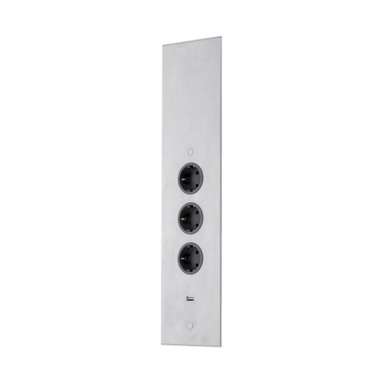 Power Socket Corner 3 USB - Stainless Steel  in the group Lighting / All Lighting / Power Socket at Beslag Online (989461)