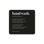 Selvklæbende Etiket Premium - Hand Wash - Mat Sort