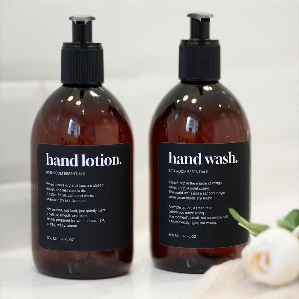 Selvklæbende Etiket Premium - Hand Wash - Mat Sort