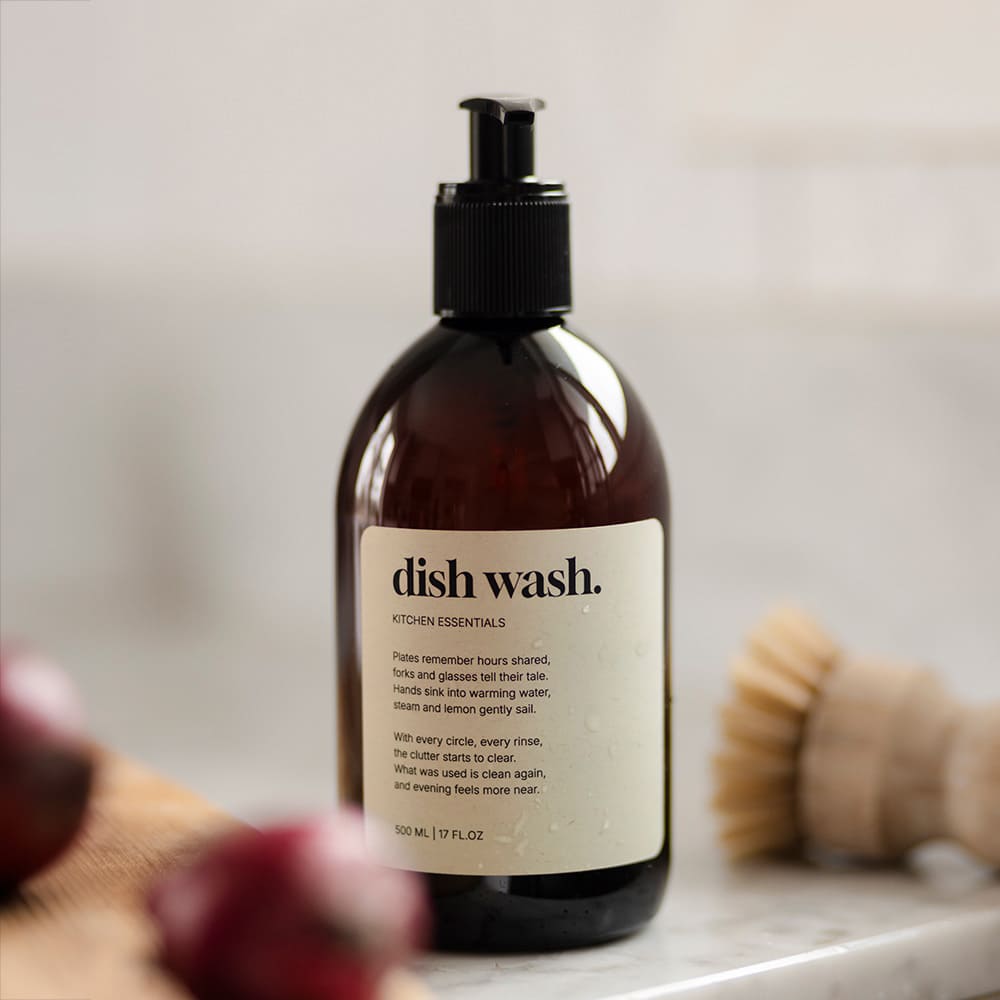 Selvklæbende Etiket Premium - Dish Wash - Beige