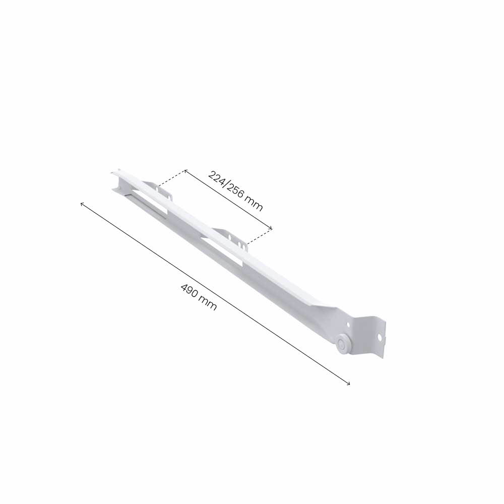 Rulleskinne 500/16 - Højre - 224/256mm - Hvid