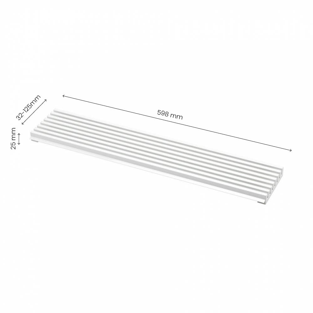 Ventilationsgitter - 598x125 - Hvid