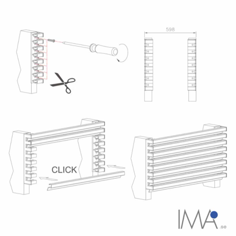 Ventilationsgitter - 598x125 - Mat Sort