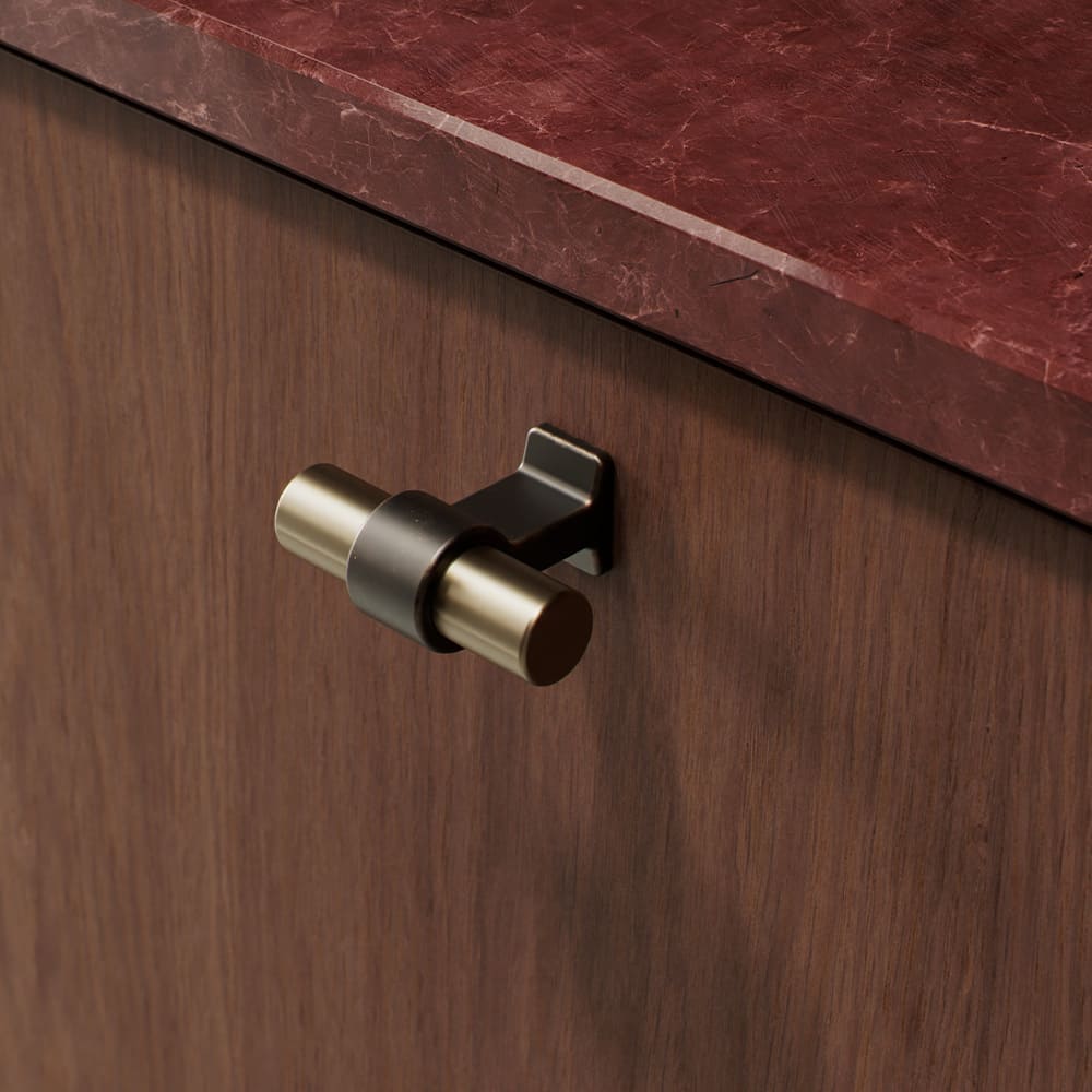 Knop T Bond  - Antik Brun/Børstet Messing