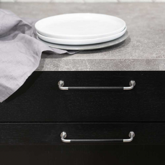 Greb Lounge - 160mm - Rustfrit Stål/Sort Læder