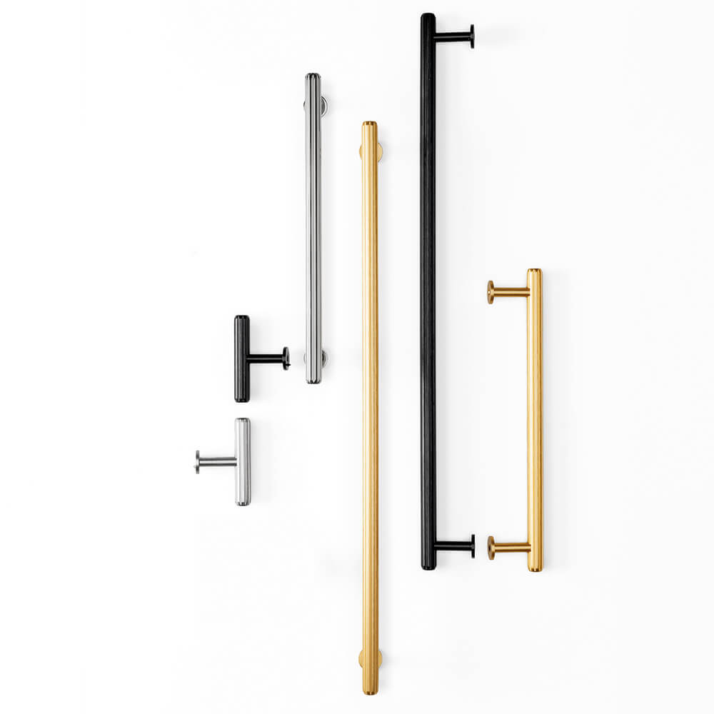 Knop T Rille Mini - Børstet Sort