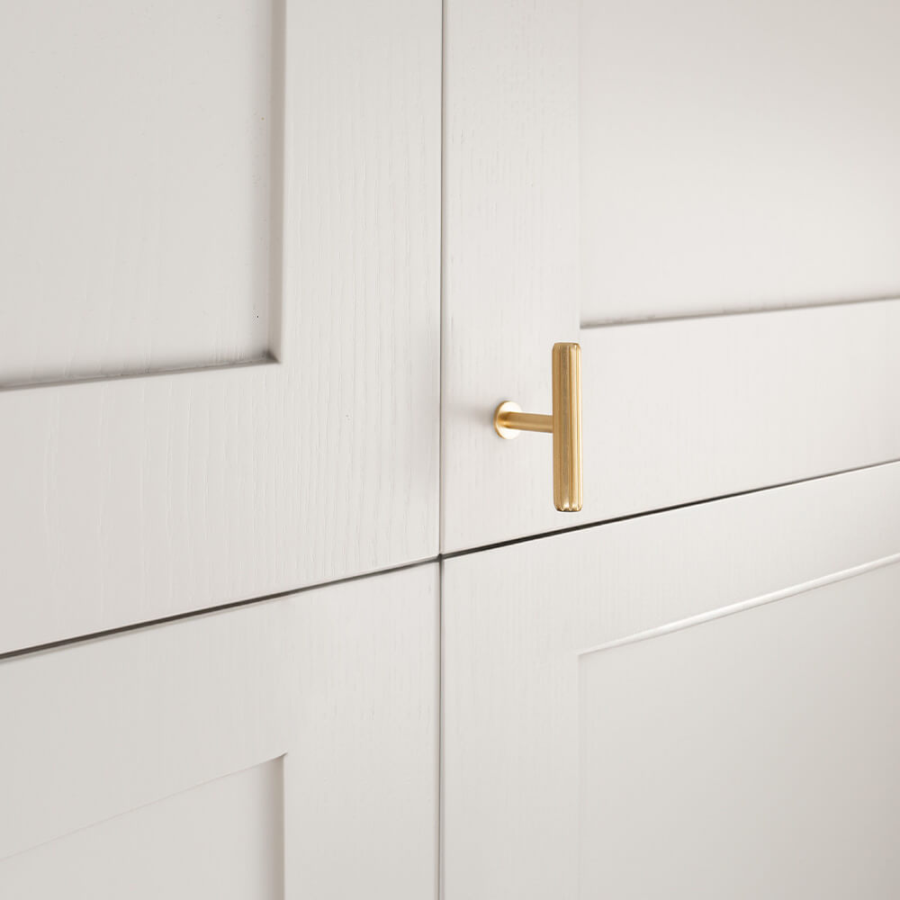 Knop T Rille Mini - Børstet Messing