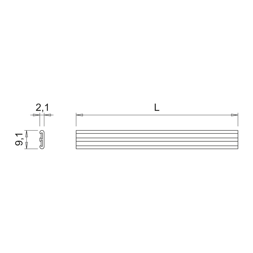 Elektrificeret Skinne Magy 24V - 2000mm - Sort