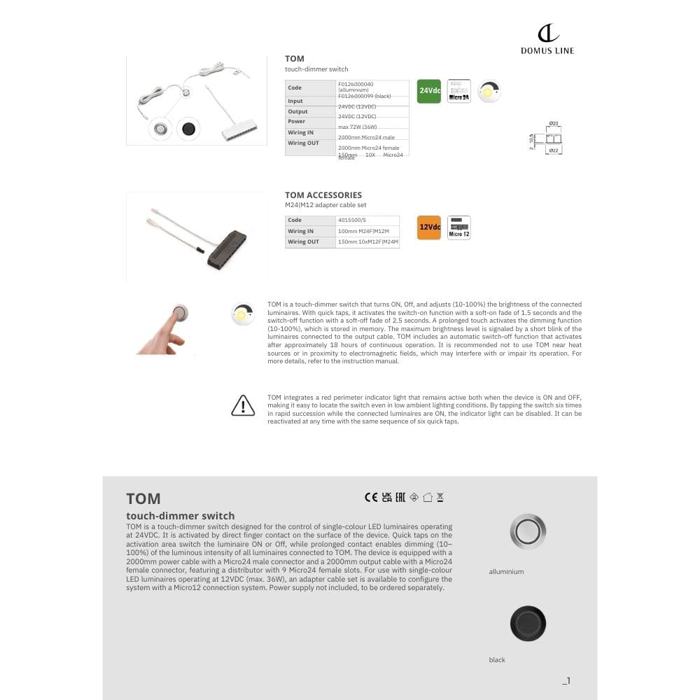 Lysdæmper Touch Tom D-MWA - Sort