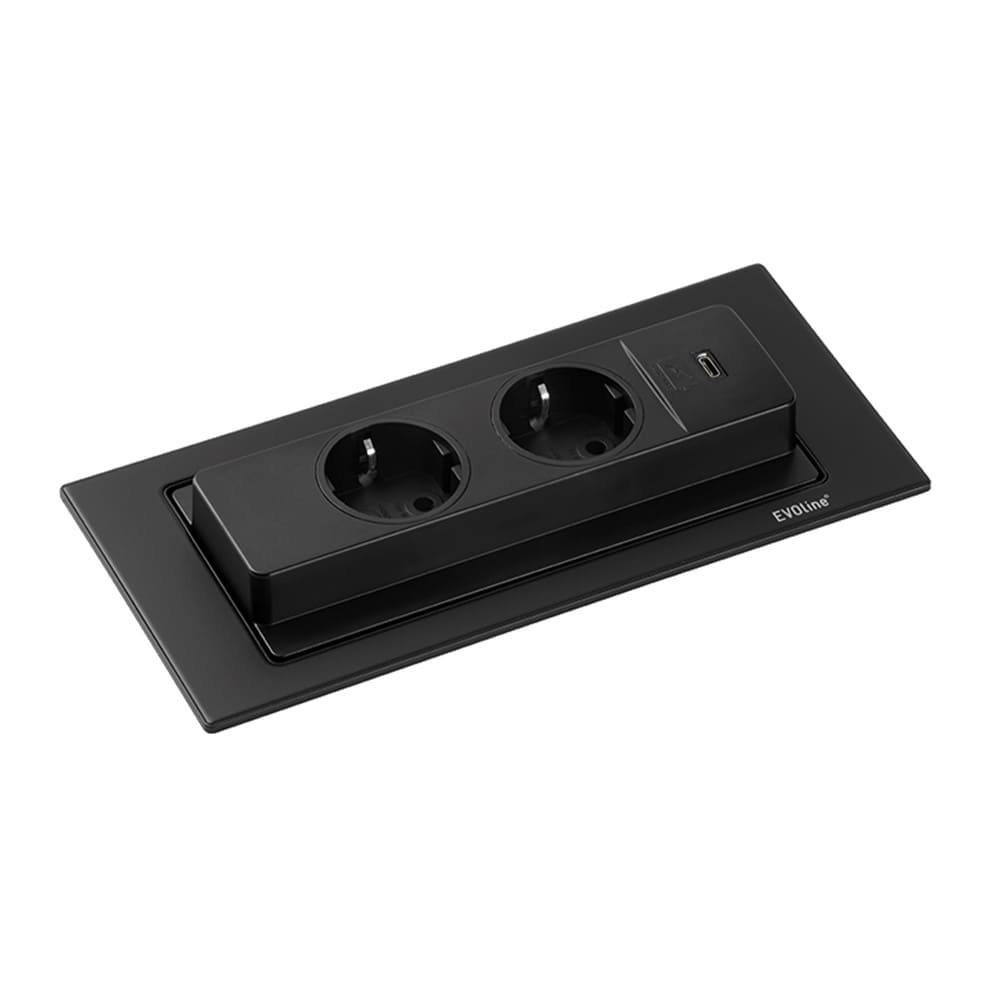 Stikkontakt Backflip 2 & 1 USB-C - Mat Sort