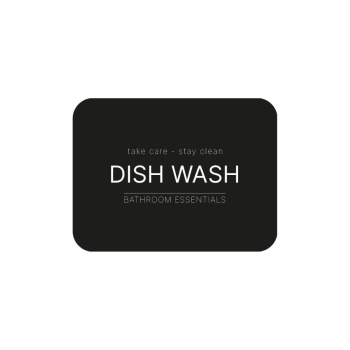 Selvklæbende Etiket - Dish Wash - Mat Sort