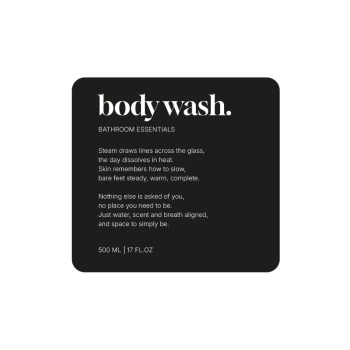 Selvklæbende Etiket Premium - Body Wash - Mat Sort