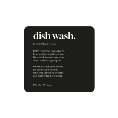 Selvklæbende Etiket Premium - Dish Wash - Mat Sort i gruppen Badeværelsestilbehør / Vis alle badeværelsestilbehør / Sæbedispenser & Sæbe hos Beslag Online (10185-BO)