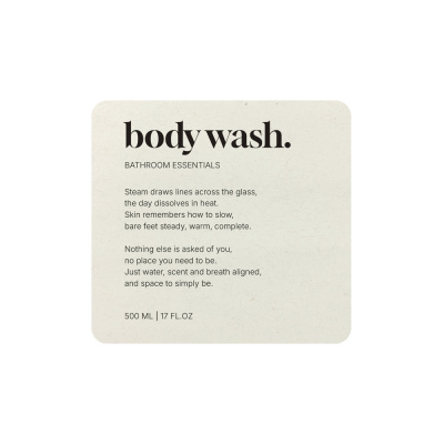 Selvklæbende Etiket Premium - Body Wash - Beige i gruppen Badeværelsestilbehør / Vis alle badeværelsestilbehør / Sæbedispenser & Sæbe hos Beslag Online (10188-BO)