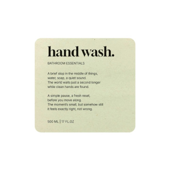 Selvklæbende Etiket Premium - Hand Wash - Beige