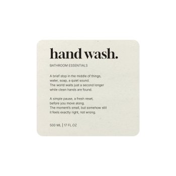 Selvklæbende Etiket Premium - Hand Wash - Beige