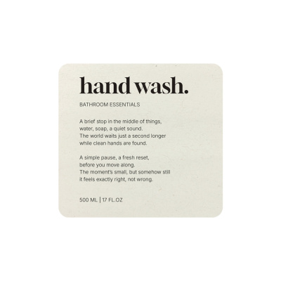 Selvklæbende Etiket Premium - Hand Wash - Beige i gruppen Badeværelsestilbehør / Vis alle badeværelsestilbehør / Sæbedispenser & Sæbe hos Beslag Online (10190-BO)
