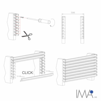 Ventilationsgitter - 598x125 - Mat Sort