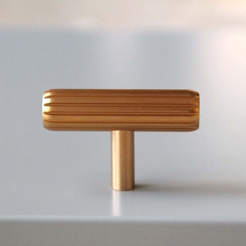 Knop T Rille - Børstet Messing