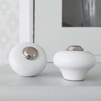 Knop 409 - 32mm - Forniklet/Porcelæn