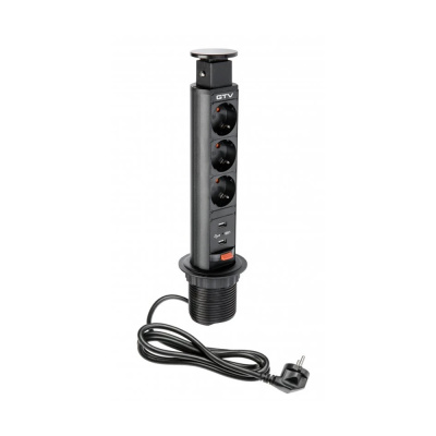 El-søjle 60mm 3stk 230V Stik 2stk USB – Sort i gruppen Outlet hos Beslag Online (42304)
