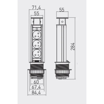 El-søjle 60mm 3stk 230V EU Stik – Sølv