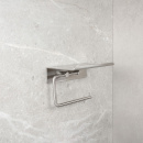 Base Toiletpapirholder Med Hylde - Børstet Rustfrit Stål