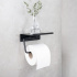 Base Toiletpapirholder Med Hylde - Mat Sort