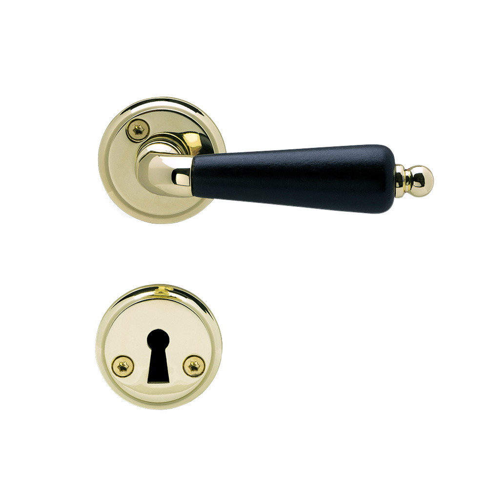 Dørhåndtag Balder - Messing/Sort Træ