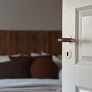 Dørhåndtag Kastrup - Rustfrit Stål Finish/Brun Læder