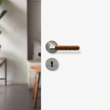 Dørhåndtag Kastrup - Rustfrit Stål Finish/Brun Læder