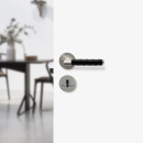 Dørhåndtag Kastrup - Rustfrit Stål Finish/Sort Læder